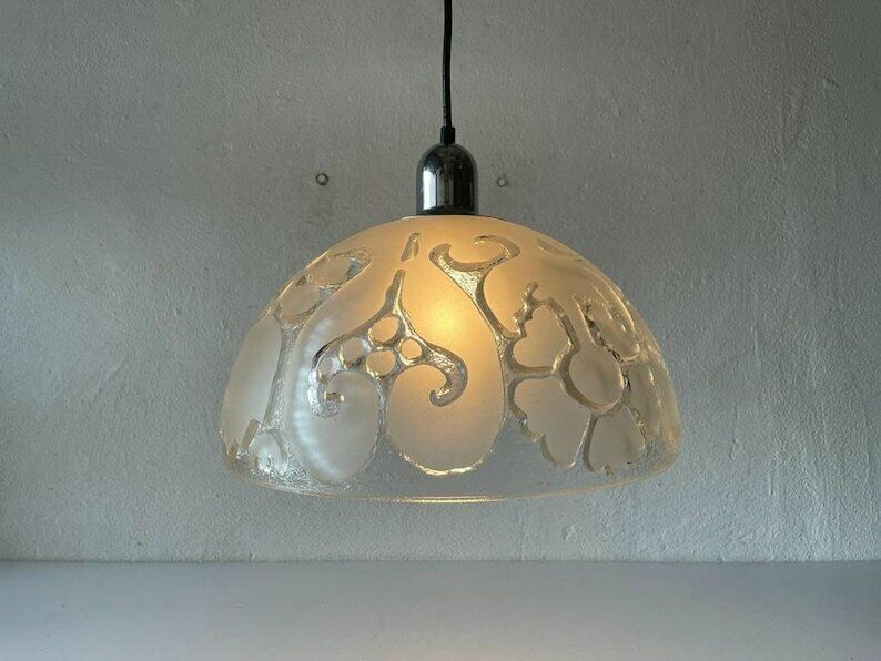 Peill Und Putzler 3 Dimensional Artwork On Heavy Glass Rare Ceiling Lamp, 1970s, Germany photo furniture
