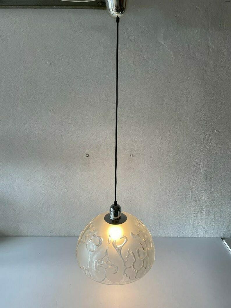 Peill Und Putzler 3 Dimensional Artwork On Heavy Glass Rare Ceiling Lamp, 1970s, Germany photo Lighting