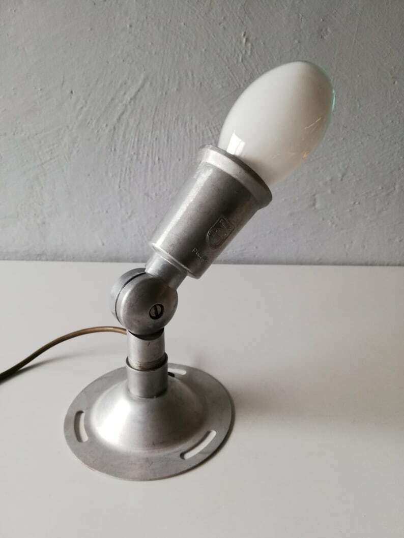 Very Rare Chrome Philips Table Lamp   Adjustable Head   Available To Hang On Wall   Industrial Desk Light   60s Germany photo furniture