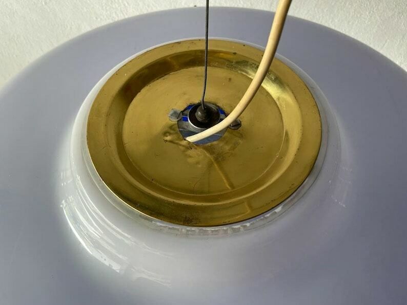 photo furniture Italian Ufo Design Blue & White Plexiglass Xxl Pendant Lamp, 1970s, Italy