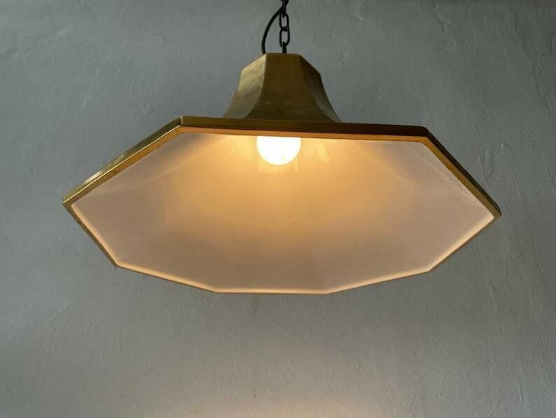 Exclusive Gold Ceramic German Pendant Lamp By Licht+Wohnen, Karlsruhe, 1970s, Germany photo vinterior