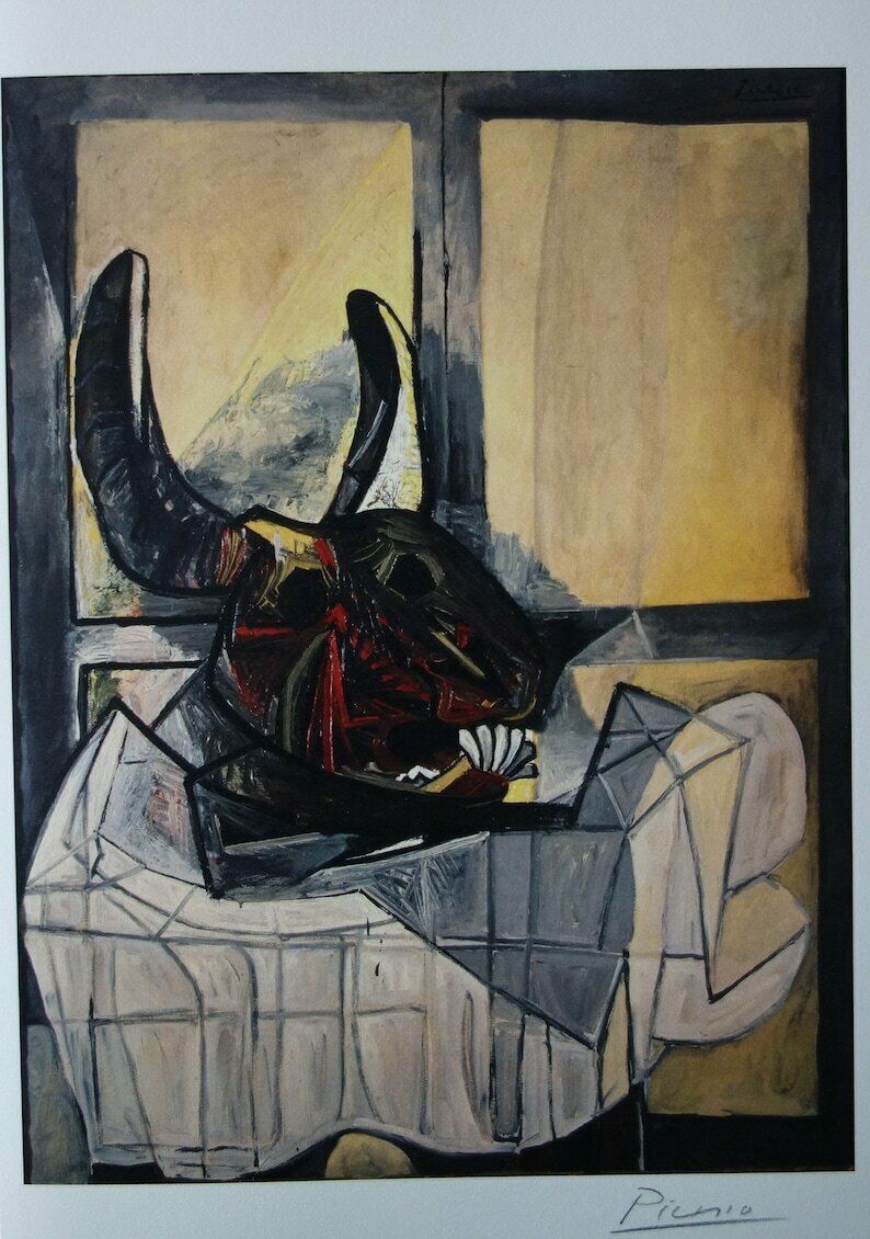 Rare Fine Cubist Print   Bull, Pablo Picasso, Hand Signed & Stamped
