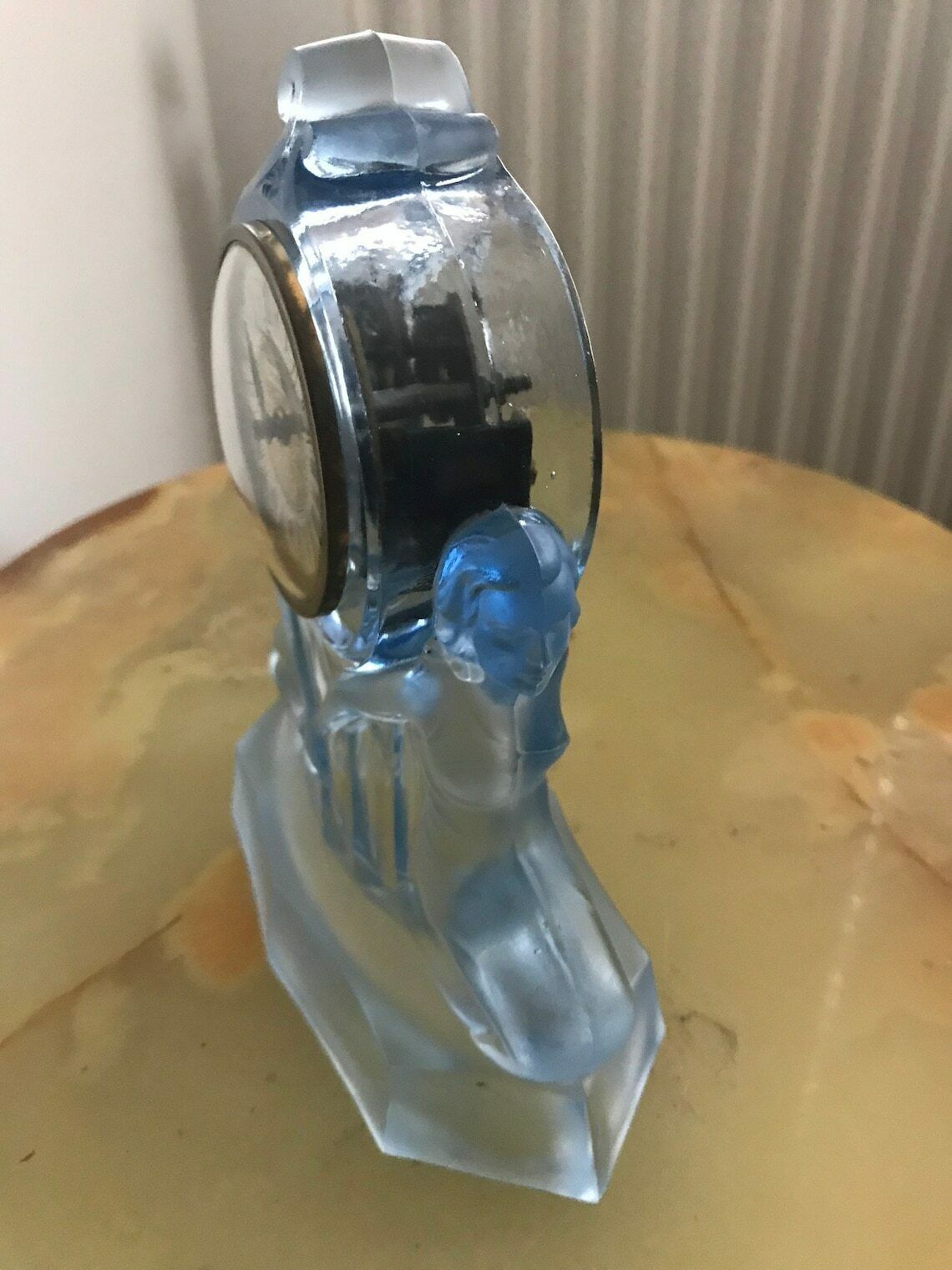 Beautiful Rare Antique Art Deco Figural Opalescent Glass Clock (Working) Walther & Sohne ‘Windsor’ photo vinterior