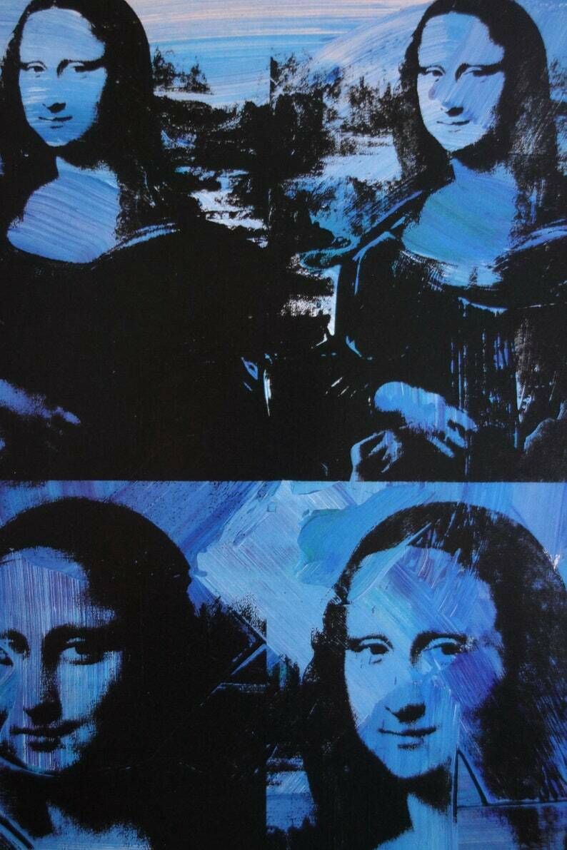 Fine Pop Art Limited Edition Print – Mona Lisa, Andy Warhol, Stamp Signed photo Art