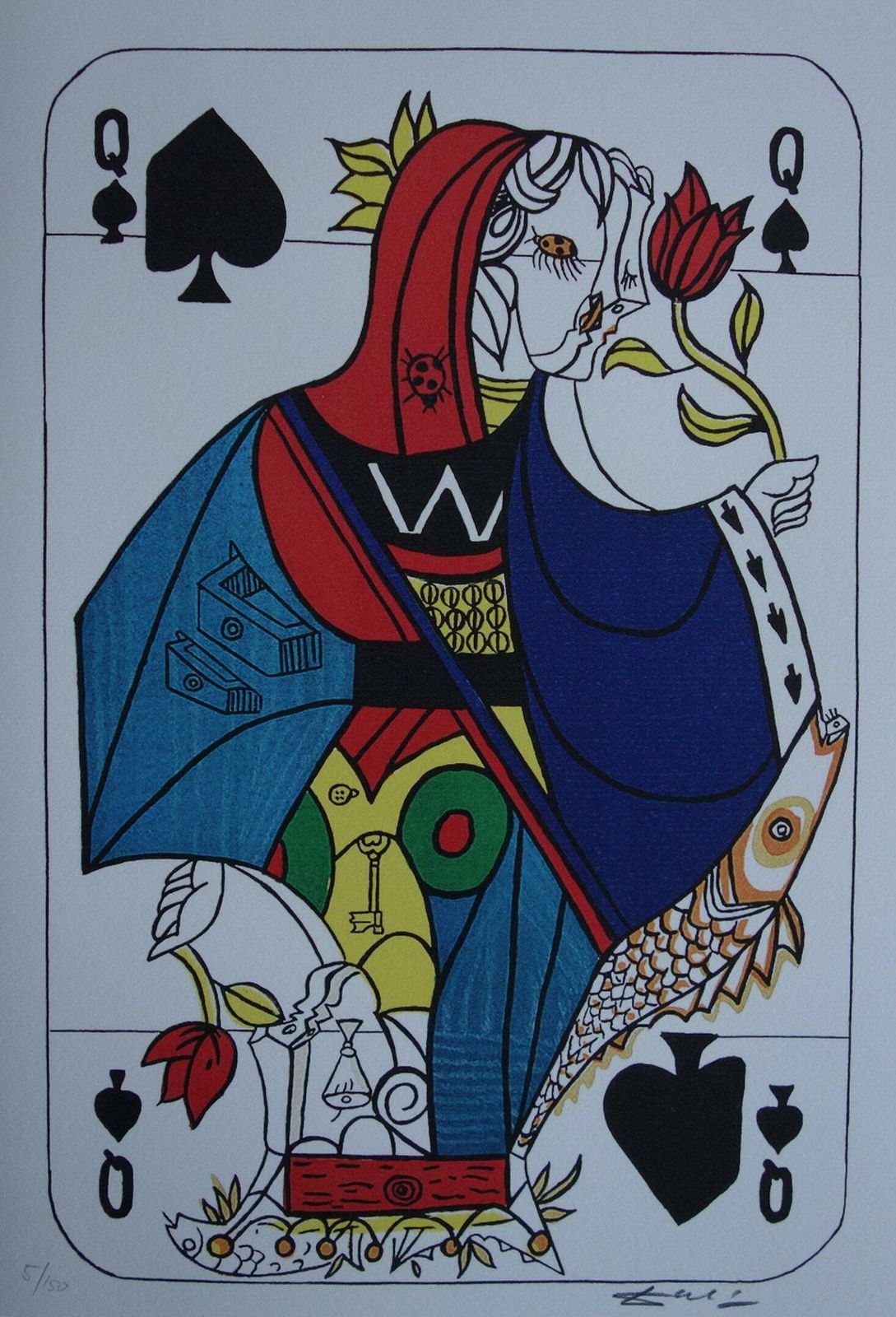 Fine Surrealist Limited Edition Print, Surreal Playing Cards   Queen   Spades, Salvador Dali, Signed & Numbered In Pencil photo 164.0