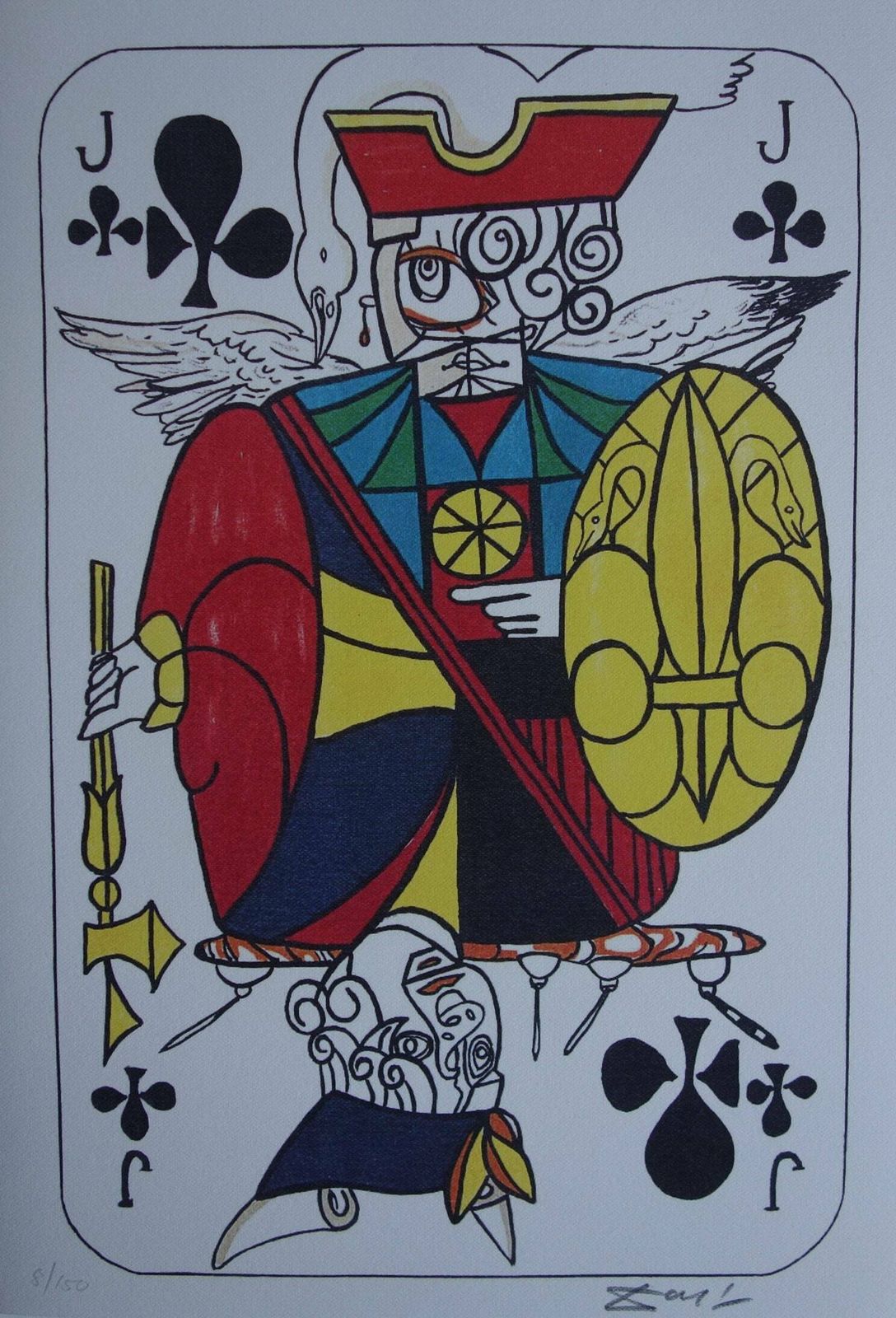 Fine Surrealist Limited Edition Print, Surreal Playing Cards   Jack   Clubs, Salvador Dali, Signed & Numbered In Pencil