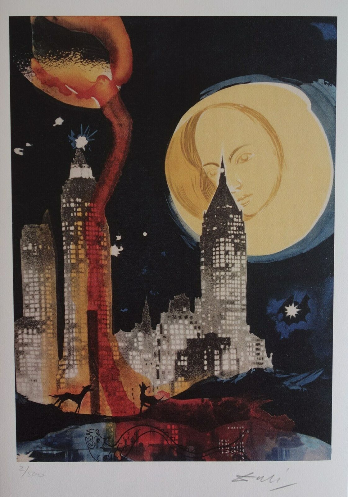 photo furniture Fine Surrealist Limited Edition Print, New York Skyline, Salvador Dali, Signed & Numbered In Pencil