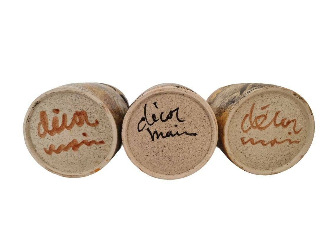 photo furniture French Pottery Kitchen Canister Set With Cave Paintings Of Prehistoric Animals, Set Of 3, Flour, Sugar And Coffee Jars