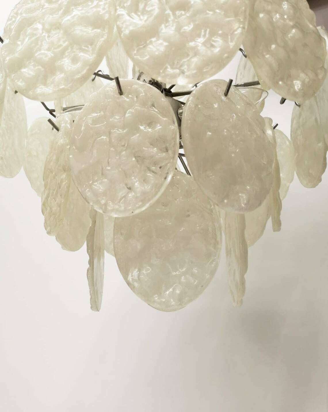 Gelo Italian Lucite Chandelier Sculptural Textured Discs   Ice Glass 1960s photo 734.0