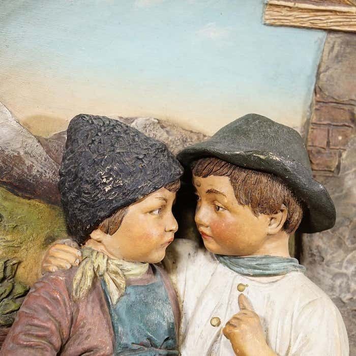 photo furniture Terracotta Wall Plate With Lovely Children In Traditional Costumes By Johann Mar