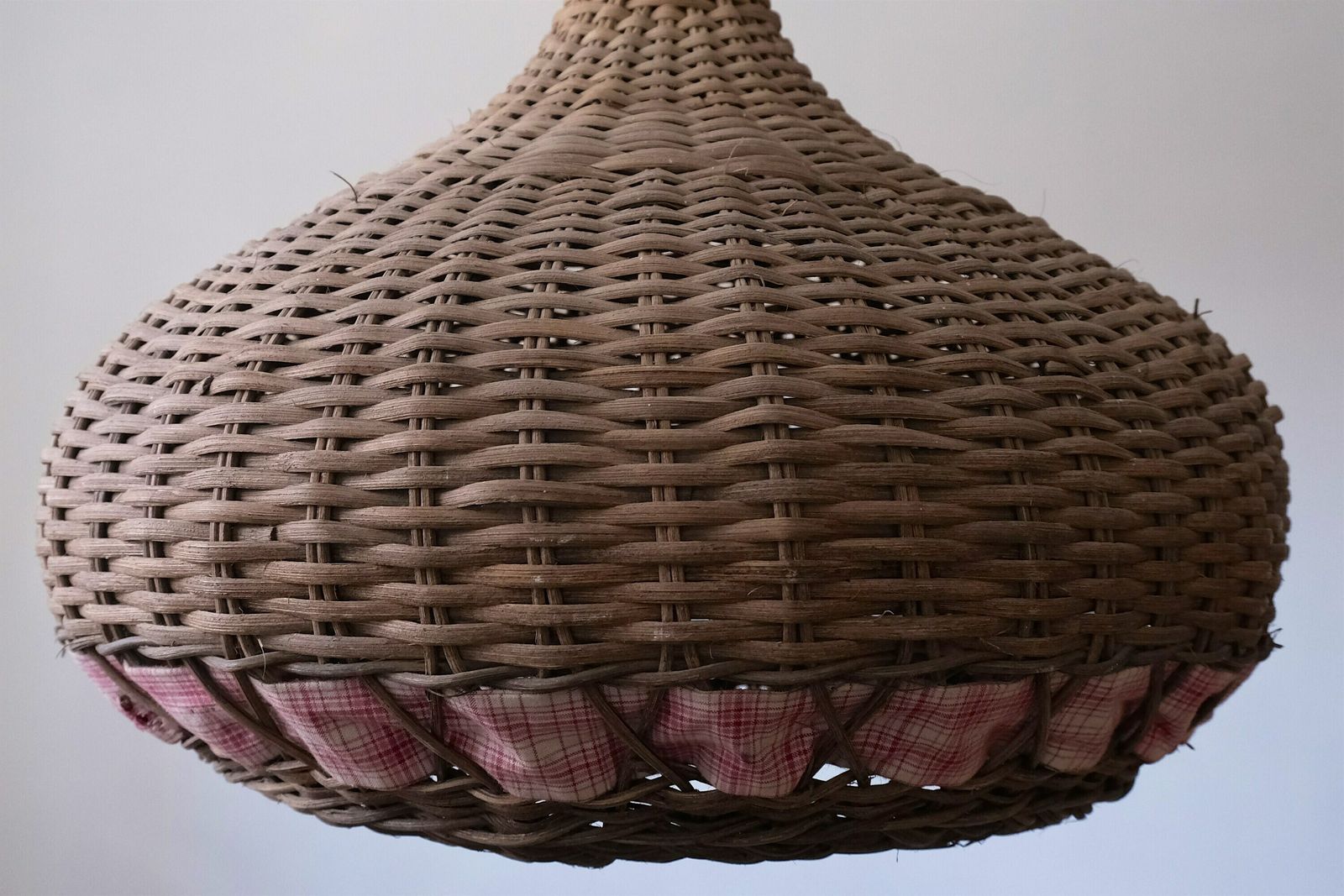 Vintage Rattan Light Shade Scallop, Vintage Wicker Shade, French Rattan Shade, Midcentury Shade, Petal Light Shade photo Lighting
