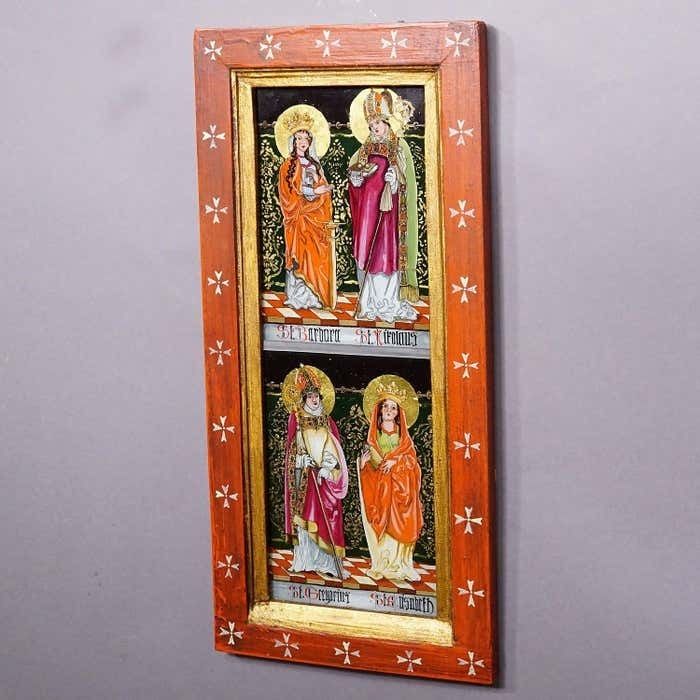 Antique Oil Painting With Four Saints, Germany Ca. 1920s photo for sale