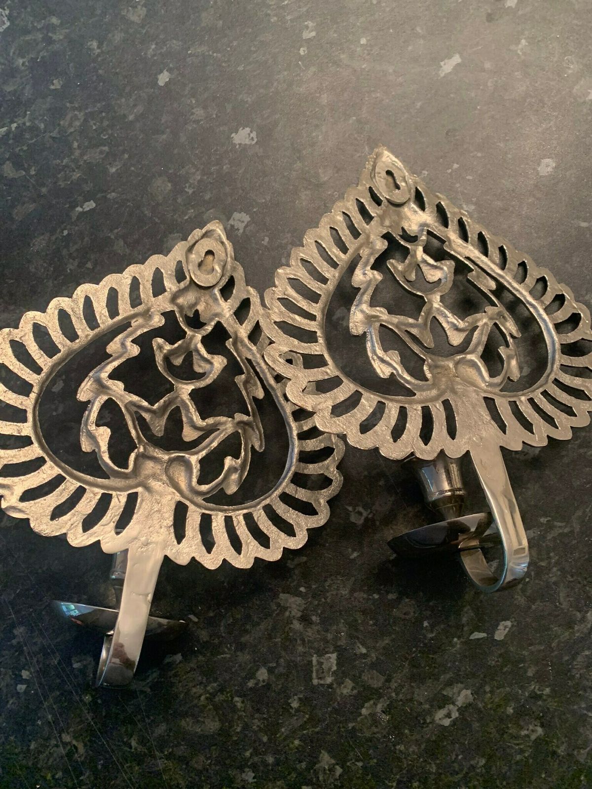 Vintage Pair Of Steel Chrome Plated Wall Hanging Candle Sconces. Superb photo vinterior