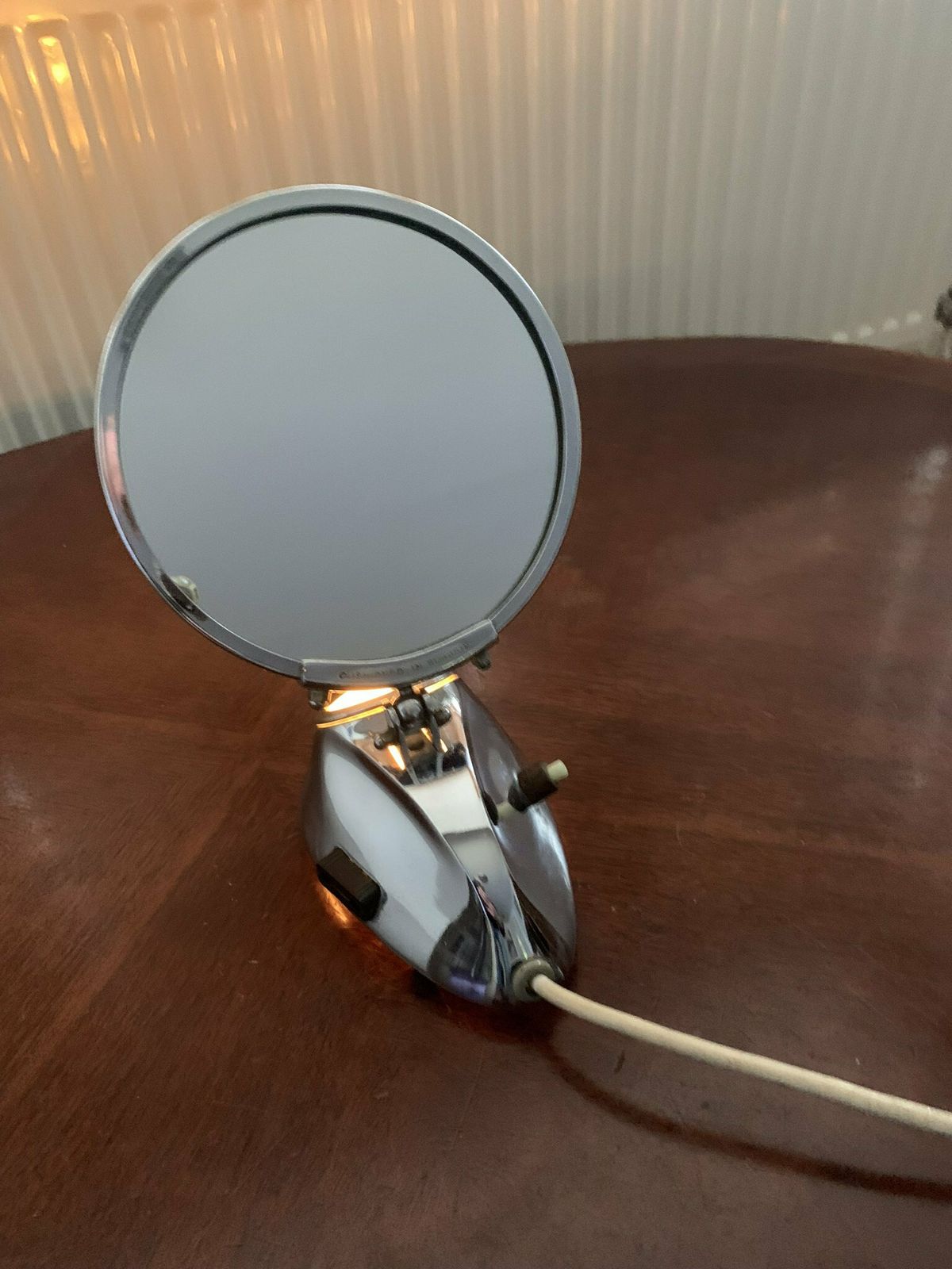Original Art Deco English Chrome Double Sided Bathroom Shaving/Vanity Mirror C/W Working Switched Light By Coalport England photo 425.0