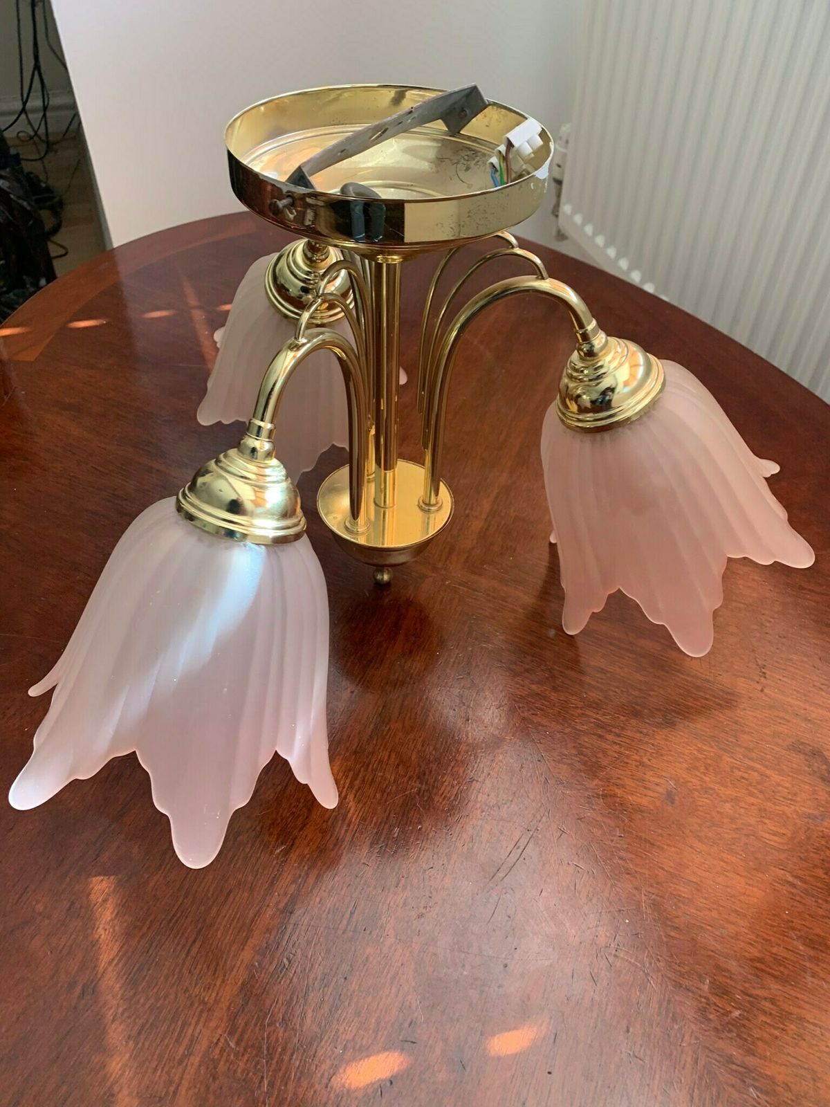 photo furniture Original Matching Pair Of Retro 80s Pink Glass Flowers Chandelier