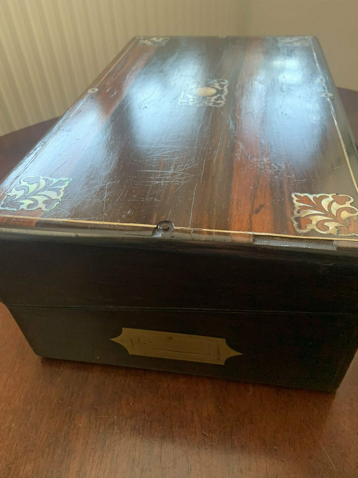 Substantial Original Antique English Victorian Coromandel & Mother Of Pearl Writing Slope/Desk/Box photo 350.0