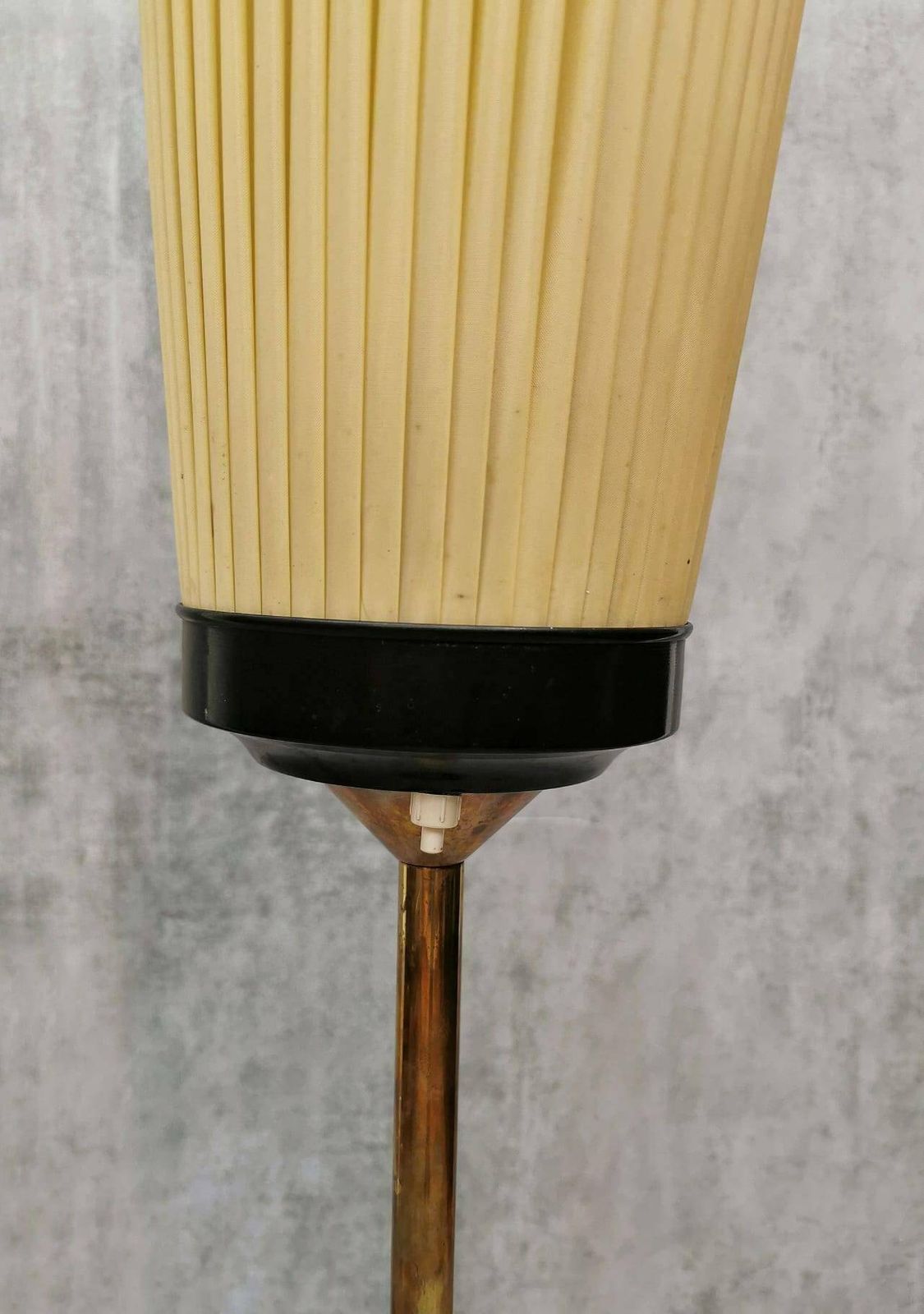 Mid Century Modern Brass And Illustrated Fabric Floor Lamp, 1950s, Germany photo Lighting