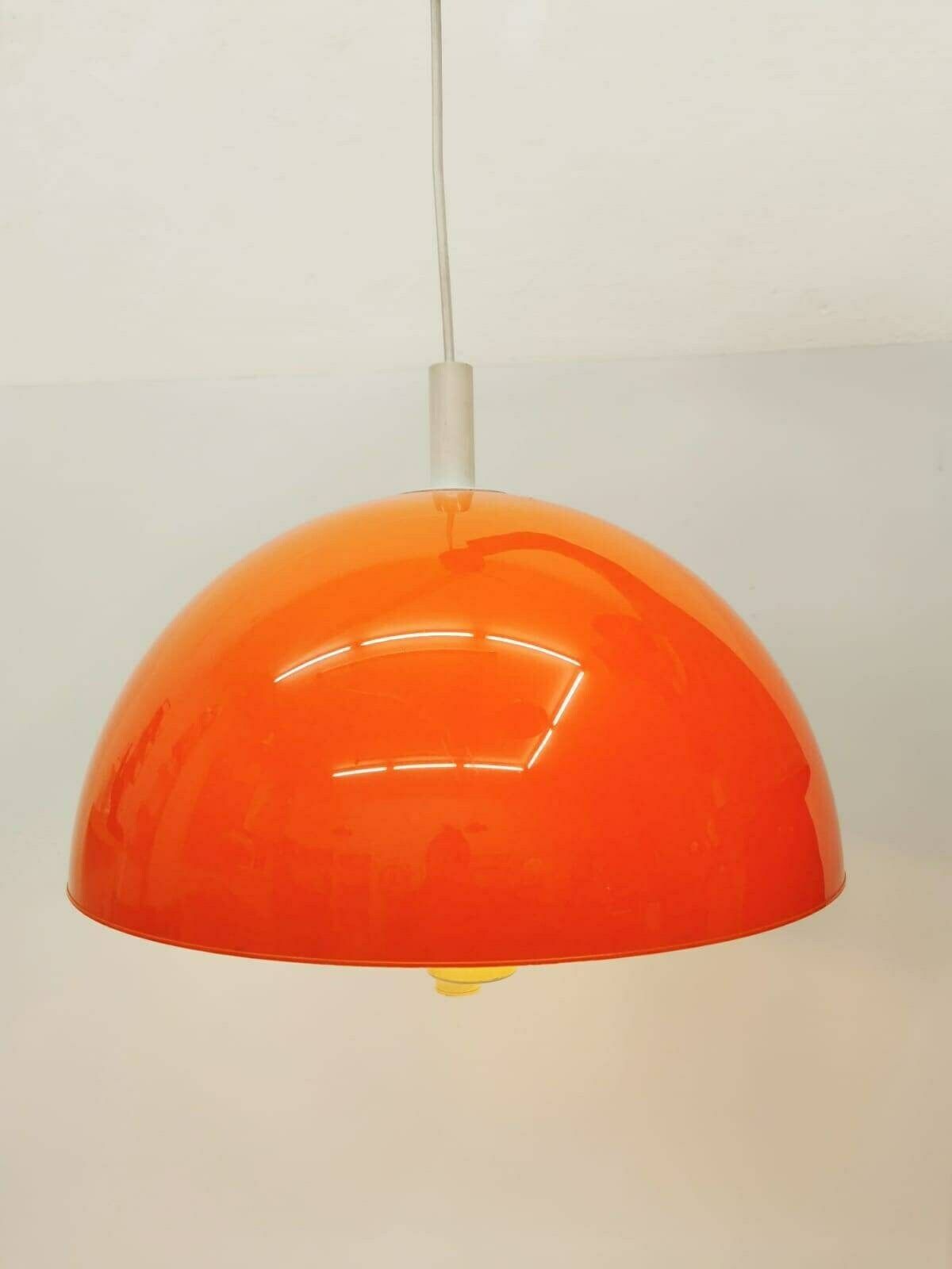 Harvey Space Age Guzzini For Meblo Orange Hanging Lamp, 1960s photo Lighting