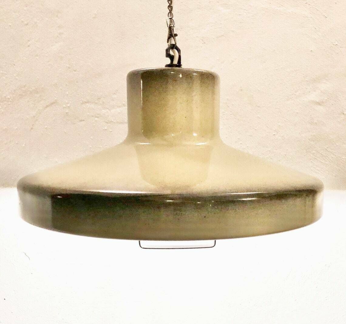 Postmodern Large Danish Graffiti Style Ceiling Lamp In Black And Beige Painted Metal With Cool Hanger And Chain Suspension photo for sale