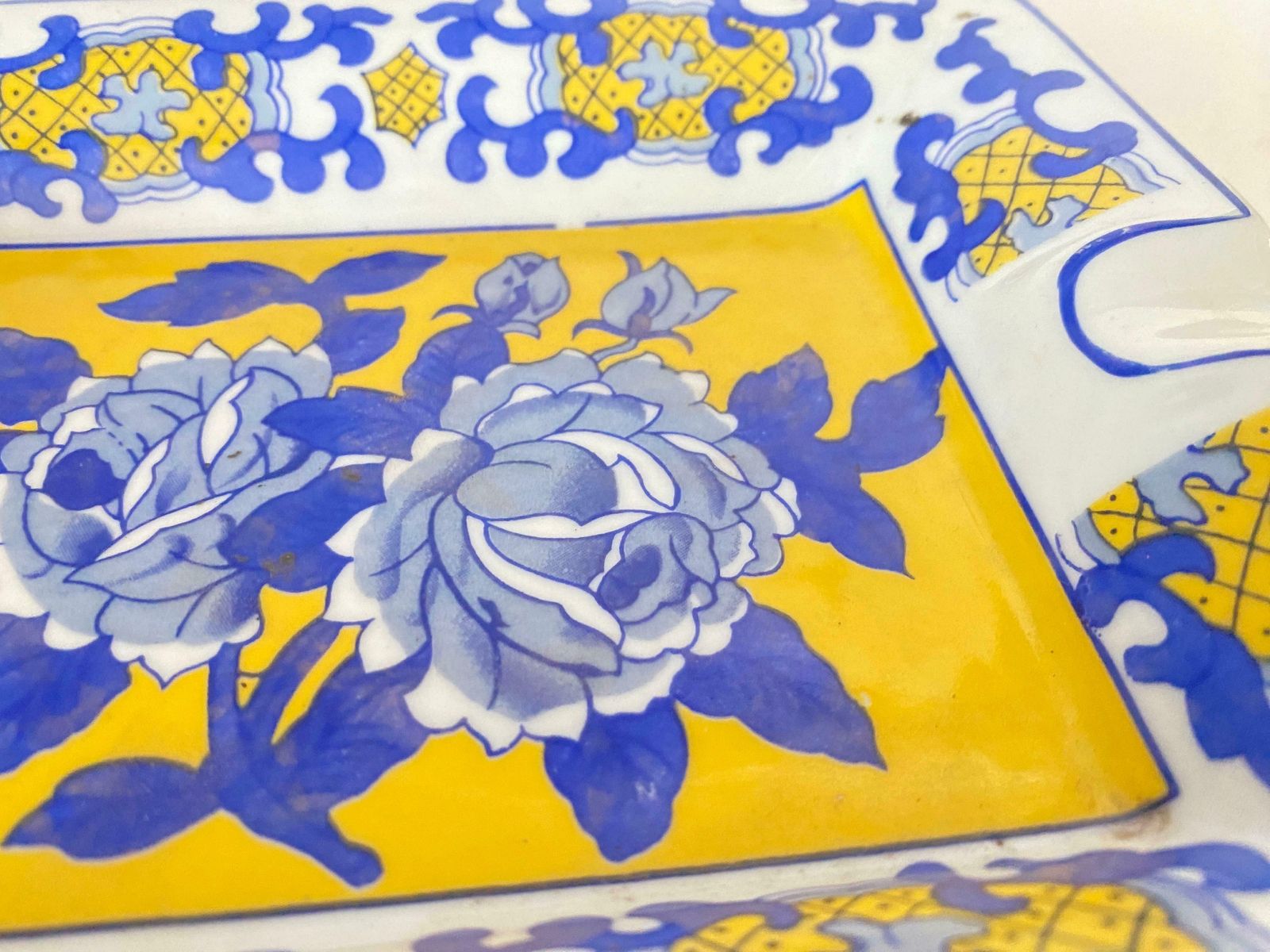 Ceramic Blue And Yellow Ashtray Or Vide Poche Circa 1960 Italy photo furniture