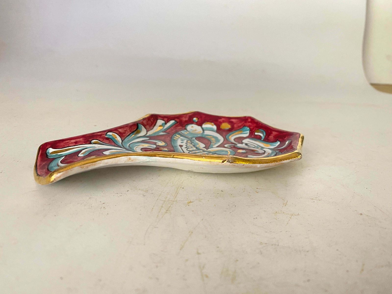 Ceramic Red Ashtray Or Vide Poche In A Shell Form Circa 1960 Italy photo furniture