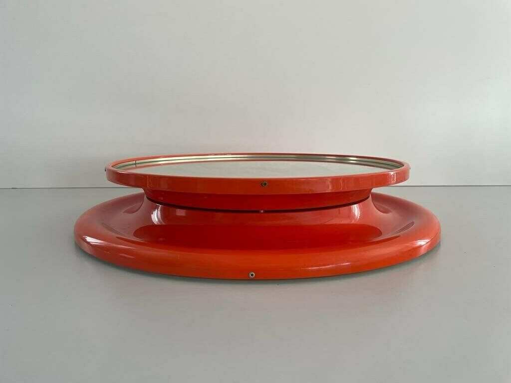Wonderful Orange Metal Pop Art Italian Round Wall Mirror, 1970s, Italy photo Home Decor