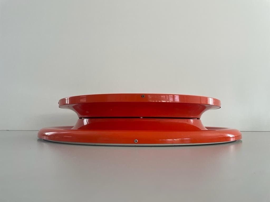 Wonderful Orange Metal Pop Art Italian Round Wall Mirror, 1970s, Italy photo 1130.0