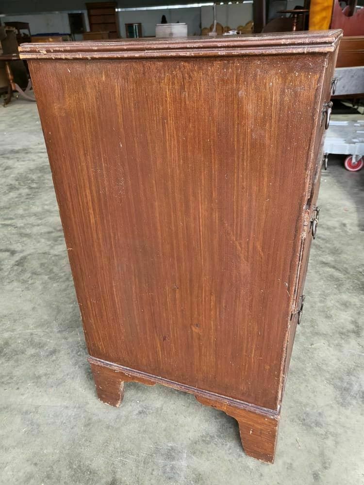 Antique Victorian Small Chest Of Drawers Bracket Feet 3 Drawers Brass Handles photo Furniture