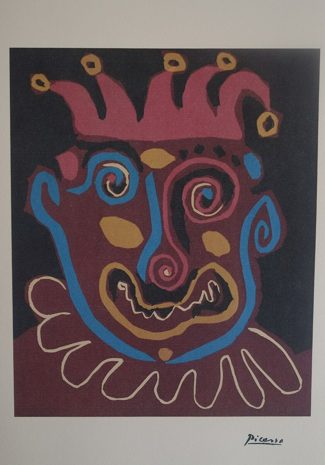 Fine Cubist Limited Edition Print   Portrait Of A Joker, Pablo Picasso, Signed & Stamped