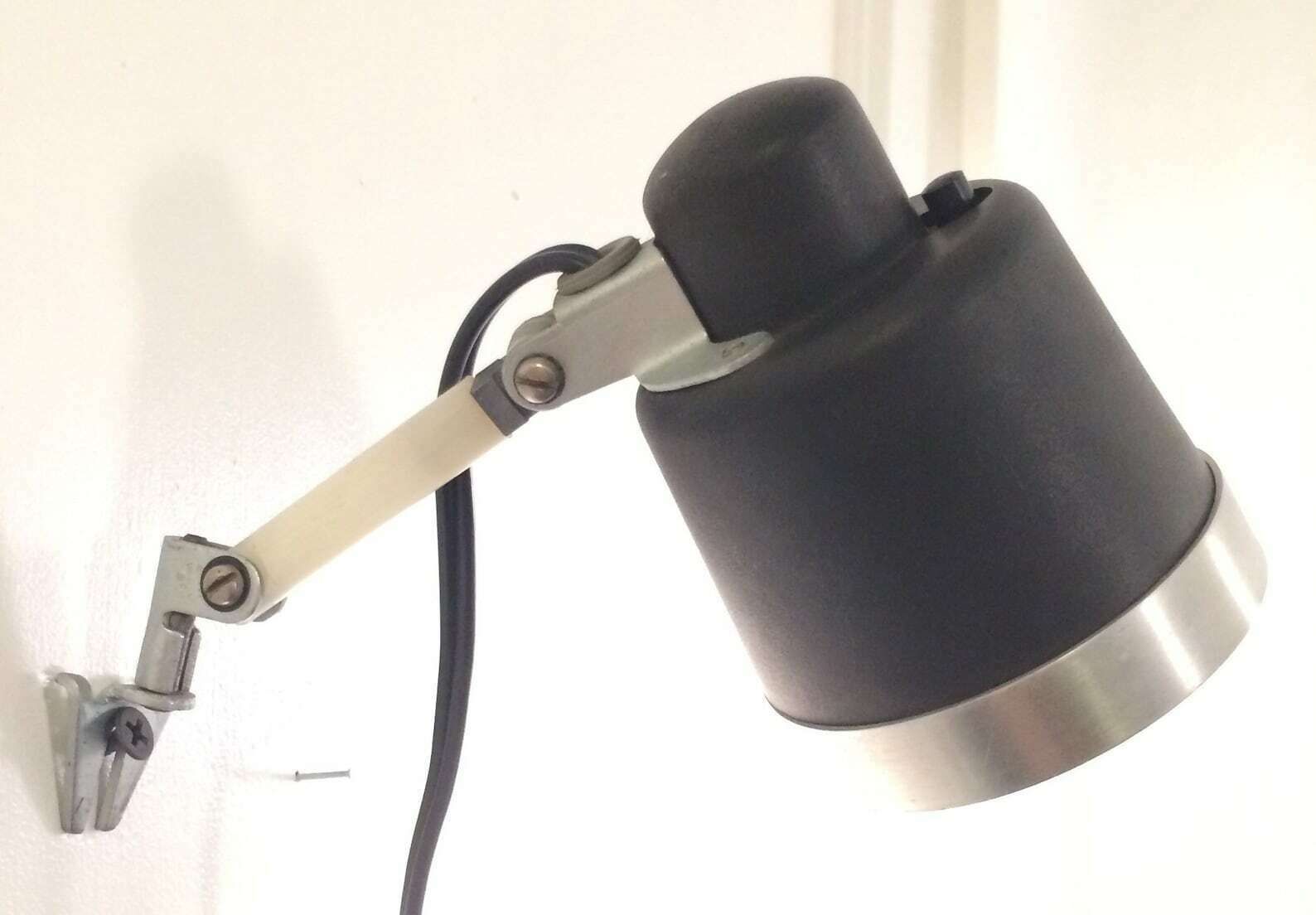 Postmodern Wall Or Bedside Lamp In Black & White Plastic With Aluminium Details   Design From Seifert photo furniture