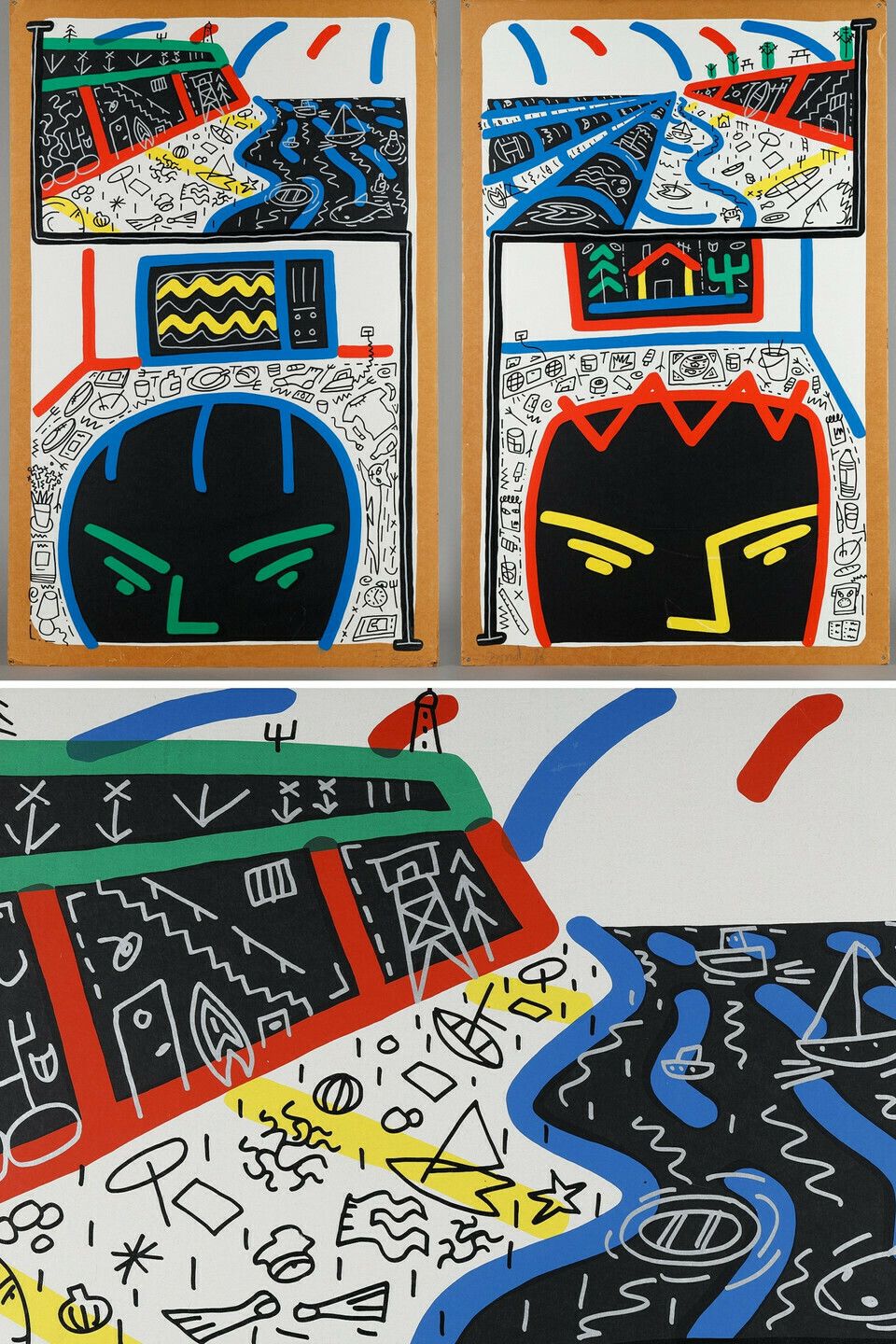 Very Large Format Diptych By François Boisrond, "Rêve De Plage"(1986)