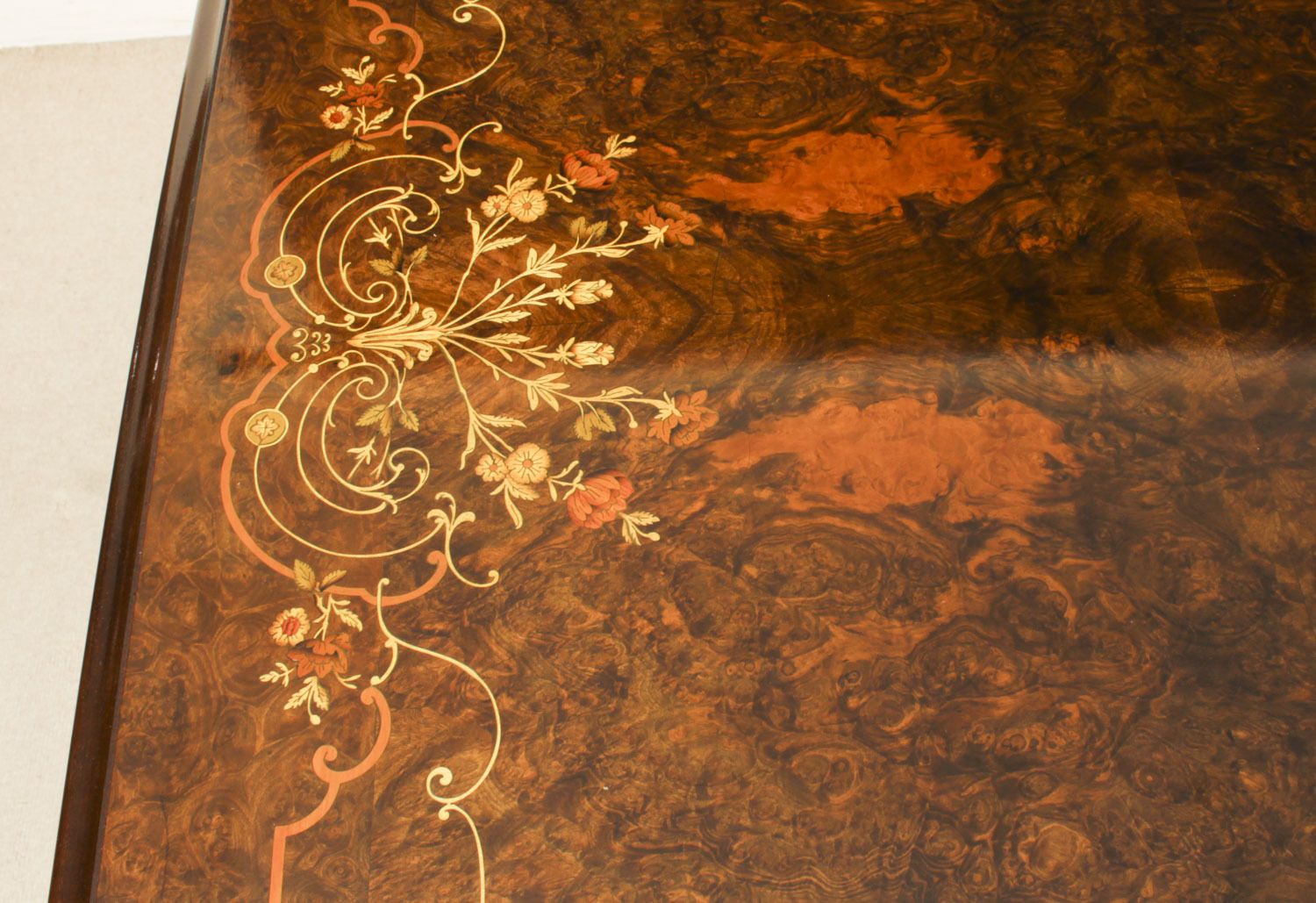 Furniture Bespoke Handmade Burr Walnut & Marquetry Dining Table Set photo