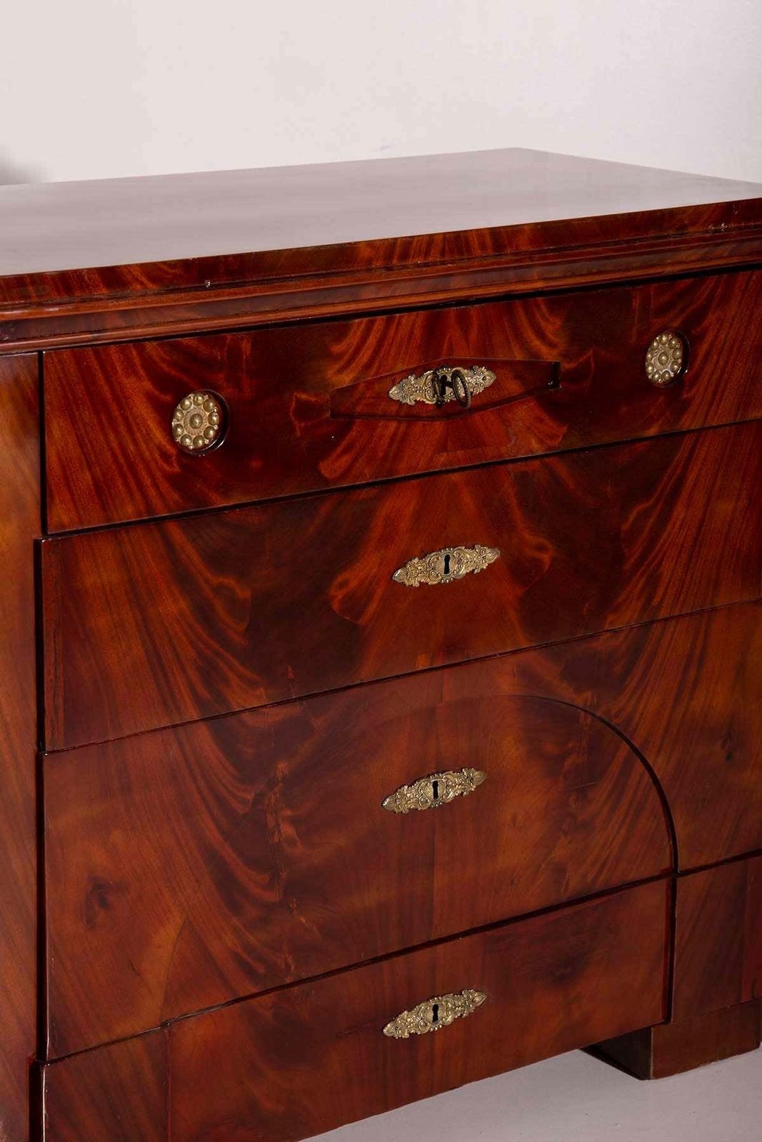 Antique Biedermeier Style Drop Front Mahogany Secretary Chest photo for sale