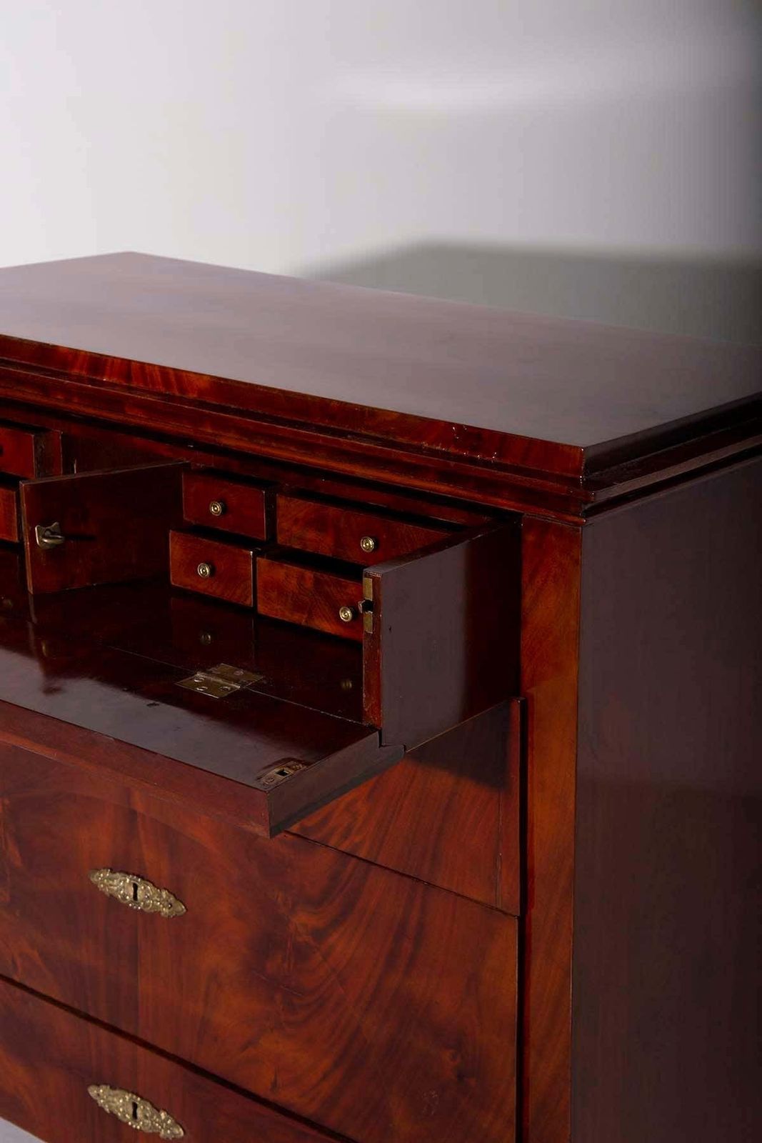 Antique Biedermeier Style Drop Front Mahogany Secretary Chest photo buy