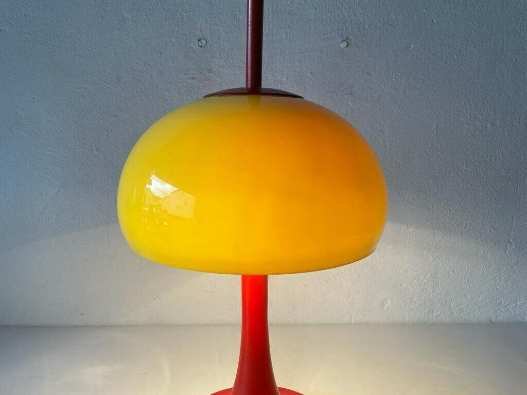 Italian Yellow Glass & Red Metal Iconic Model Pop Art Table Lamp, 1970s, Italy photo buy