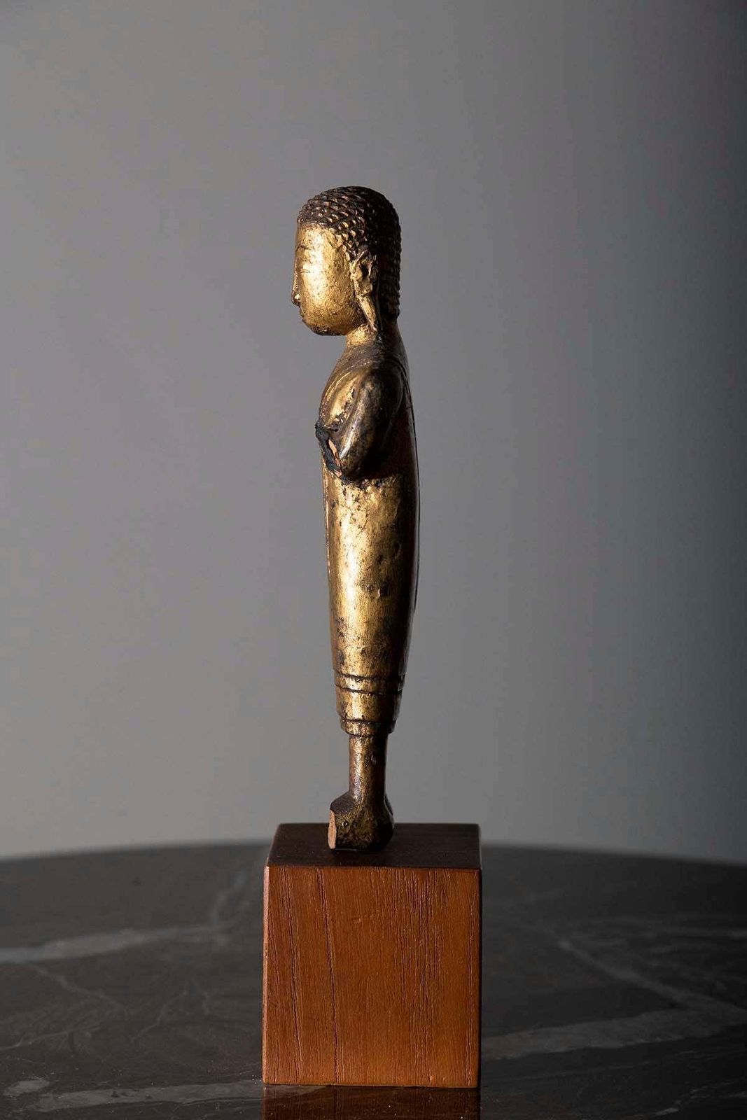 Sculpture Of A Buddhist Monk In Praying Wood Burma, 19th Century photo 1496.0