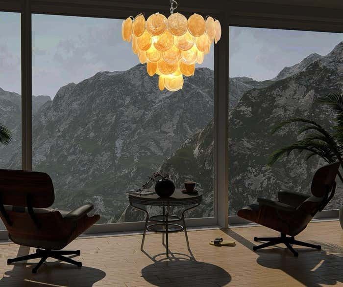 Gorgeous Murano Chandelier Space Age   57 Gold Alabaster Iridescent Glasses photo buy