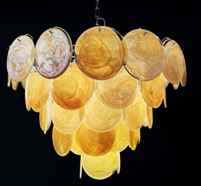 photo furniture Gorgeous Murano Chandelier Space Age   57 Gold Alabaster Iridescent Glasses