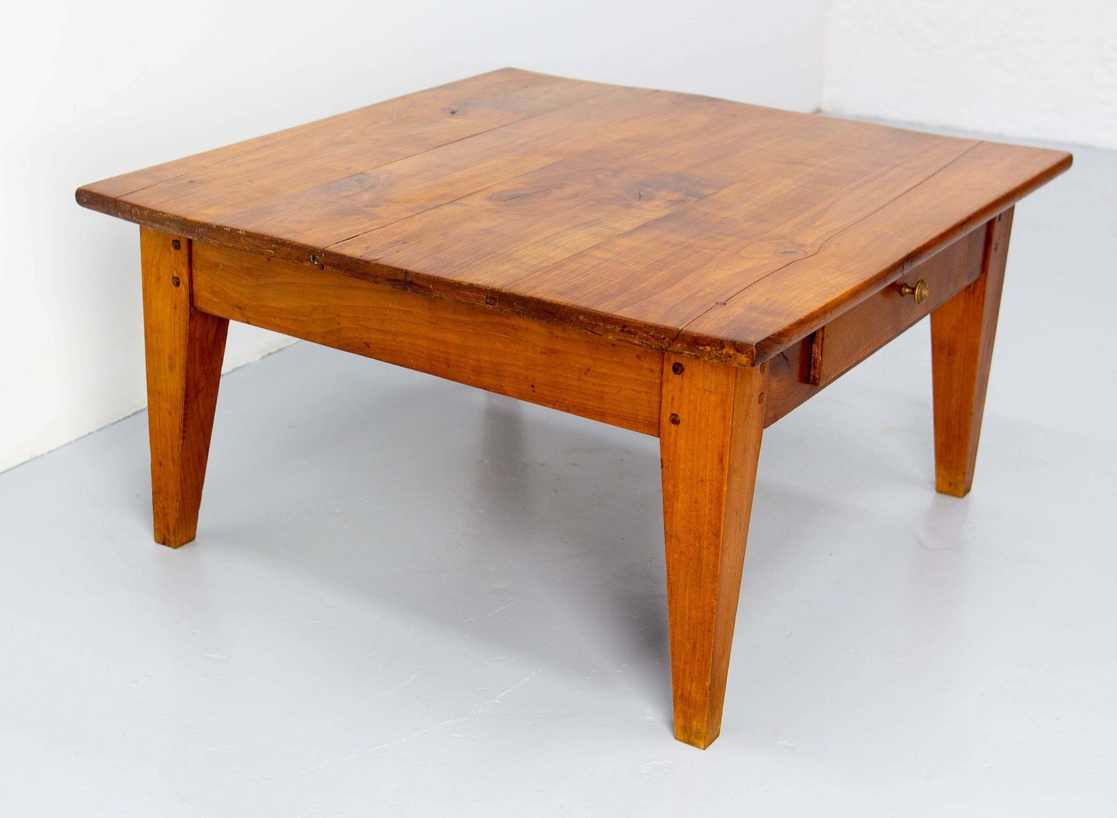 French Country Style Coffee Table With Two Drawers, Circa 1960 photo for sale