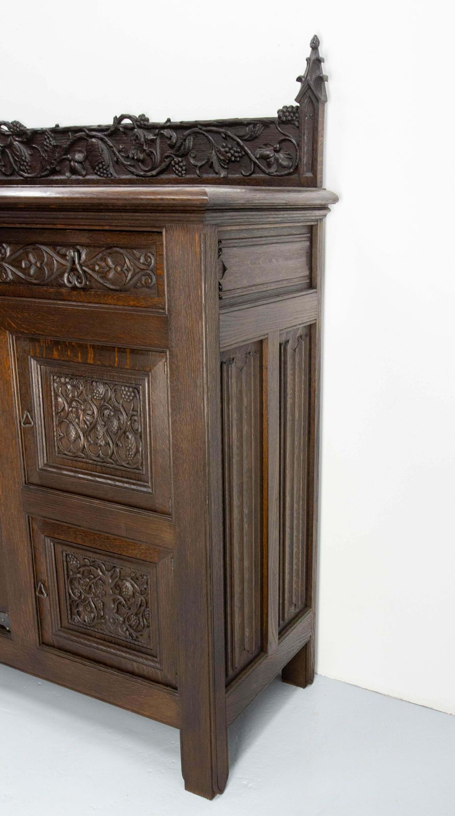 French Oak & Wrought Iron Buffet Neogothic St Tree Of Life Theme Early 20th C photo 3950.0