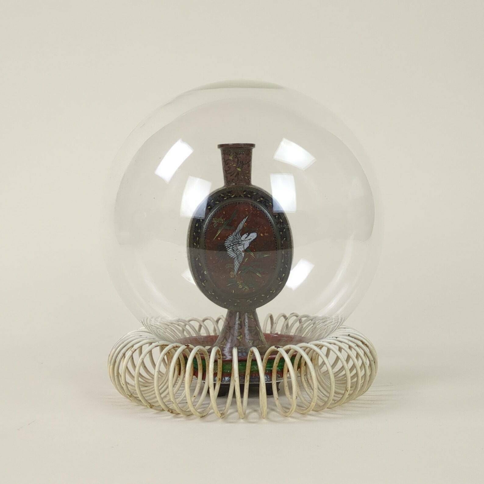 French 1950s Blown Glass Boule Display, Decorative Glass Art Display, Table Top Stand, Curiosity Cabinet Presenter photo 131.0