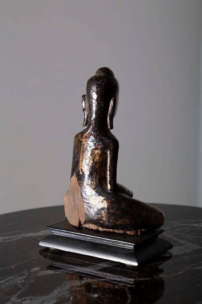 Dvaravati Meditation Buddha Statue In Antique Thai photo buy