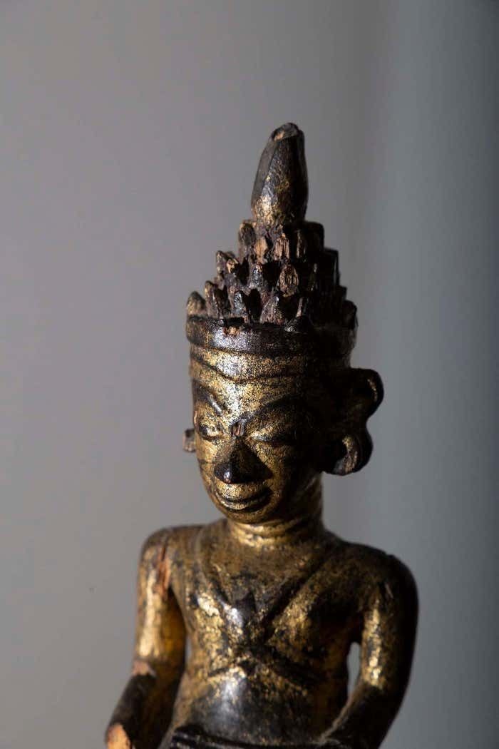 South East Asian Lacquered Wood Buddha, 19th Century photo for sale