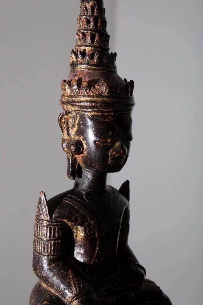 photo furniture Antique Sculpture Wooden Buddha Mun From Thailand 19th Century