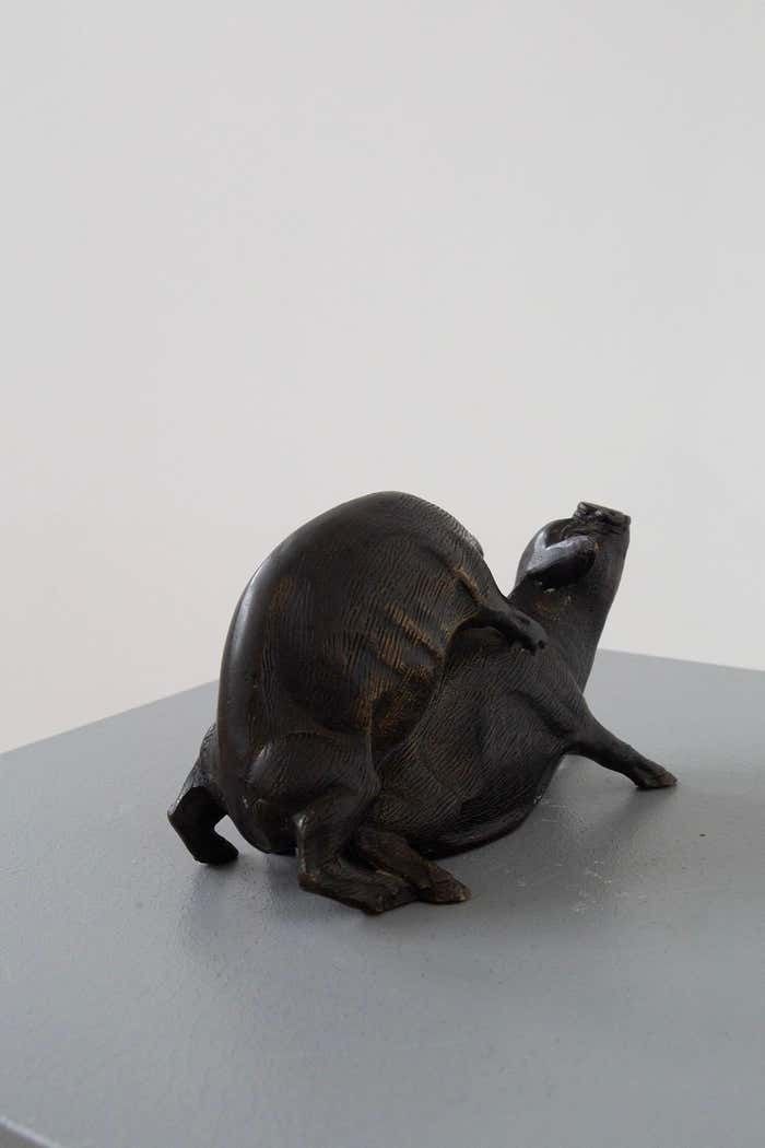 Italian Bronze Sculpture: Two Pigs, Bronze Artist 20th Century photo for sale