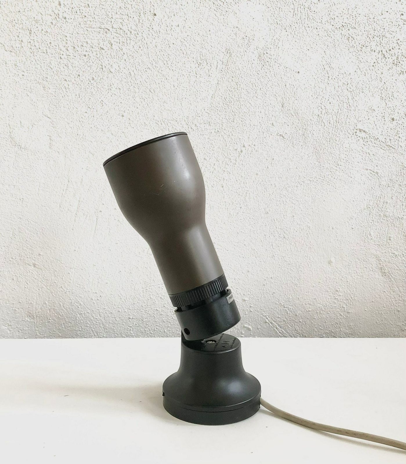 Dutch Vintage Spot Wall Lamp From The 1970s In Brown Metal And Black Plastic   Design From Philips photo for sale