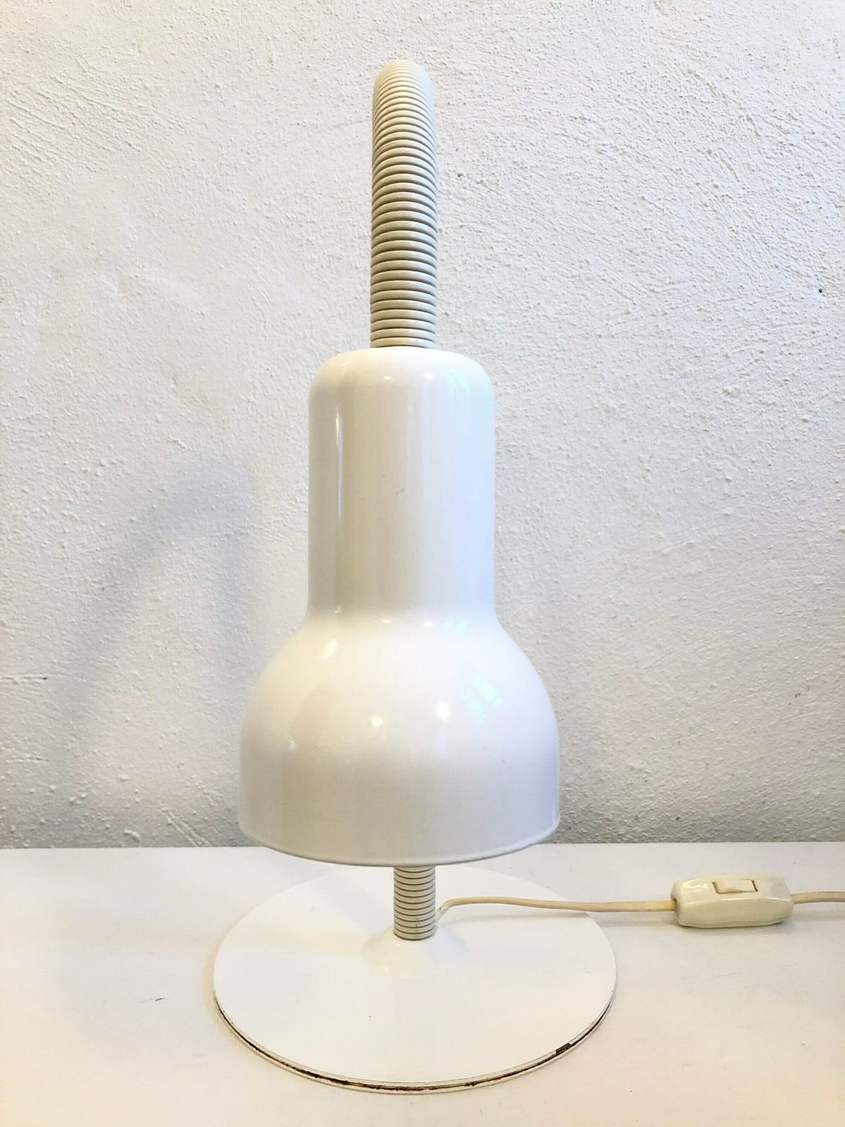 Danish Minimalist Vintage Table Lamp With Flexible Neck In White Metal And Plastic photo Lighting