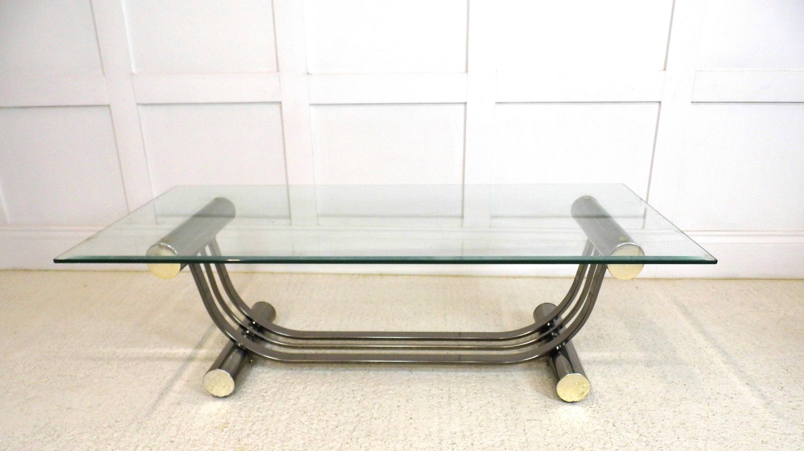 Designer Stylish American Ellipse Shaped Tubular Metal And Glass Table By Dia photo vinterior