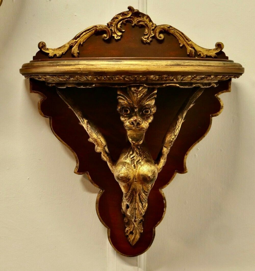 A Large Pair Of Italian Carved Gilt Wall Brackets photo Art