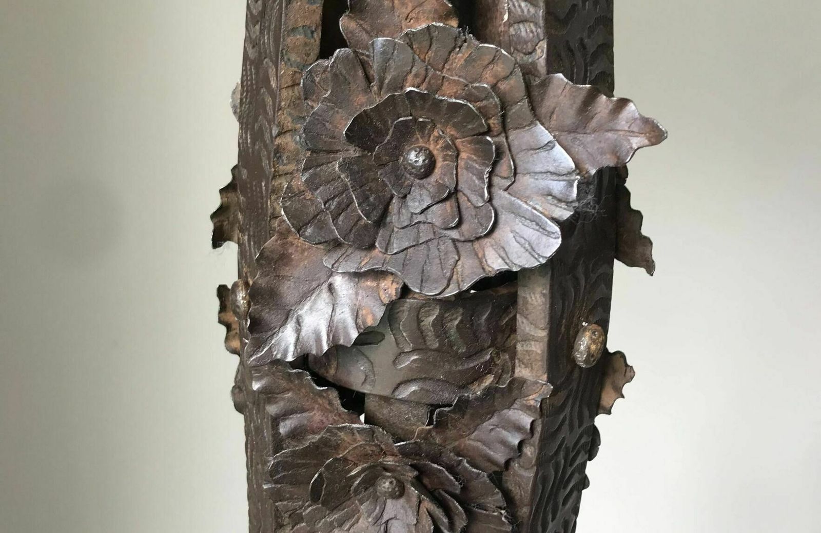Art Deco Wrought Iron Floor Lamp Decorated With Flowers, Circa 1930. photo Lighting